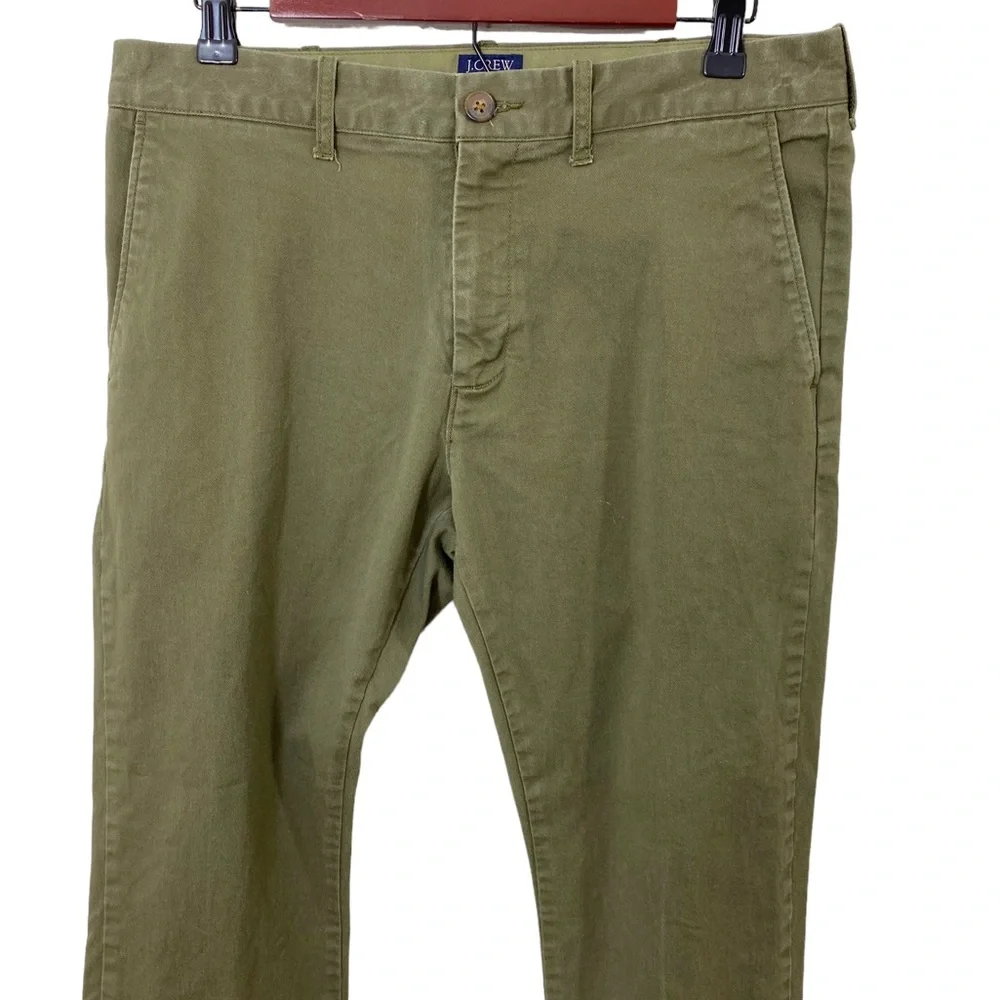 J.Crew Flex Driggs Khaki Chino Pants Men's 31 x 30 Flat Front Olive Green